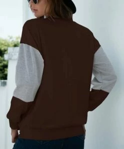 Wholesale 🔥 Romantichut Gray & Brown Color-Block Pullover - 👩 Women 🎁 -Romantichut Sales zu98291257 alt 1 tm1634660442