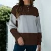 Wholesale 🔥 Romantichut Gray & Brown Color-Block Pullover - 👩 Women 🎁 -Romantichut Sales zu98291257 main tm1634660442