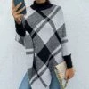 Coupon 🤩 Romantichut Black Plaid Long-Sleeve Turtleneck Poncho - 👩 Women ✔️ -Romantichut Sales zu98336942 main tm1629230201