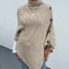 Coupon ⌛ Romantichut Apricot Button-Accent Turtleneck Poncho - 👩 Women 😀 -Romantichut Sales zu98565874 main tm1629230201