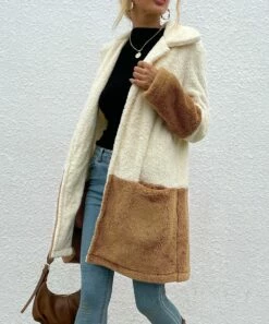 Best deal 👏 Romantichut Light Brown & Cream Color Block Pocket Open Teddy 🧥 Coat - 👩 Women 🌟 8 Best deal 👏 Romantichut Light Brown & Cream Color Block Pocket Open Teddy 🧥 Coat - 👩 Women 🌟 -Romantichut Sales zu98732835 alt 2 tm1629985985