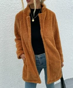 Cheapest 🛒 Romantichut Khaki Notch-Collar Pocket Open Teddy 🧥 Coat - 👩 Women 🤩 10 Cheapest 🛒 Romantichut Khaki Notch-Collar Pocket Open Teddy 🧥 Coat - 👩 Women 🤩 -Romantichut Sales zu98741654 alt 3 tm1631622417