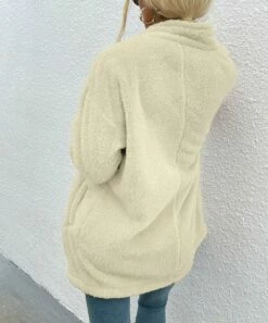 Cheap 🥰 Romantichut Off-White Notch-Collar Pocket Open Teddy 🧥 Coat - 👩 Women 🎉 -Romantichut Sales zu98741656 alt 4 tm1631622417