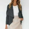 Buy ✔️ Romantichut Gray Drape-Front Open Blazer - 👩 Women ⭐ -Romantichut Sales zu98844225 main tm1629810890