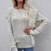Best Pirce 😍 Romantichut Apricot Cable Stitch Ruffle-Accent Crewneck Sweater - 👩 Women 💯 1 Best Pirce 😍 Romantichut Apricot Cable Stitch Ruffle-Accent Crewneck Sweater - 👩 Women 💯 -Romantichut Sales zu98887494 main tm1629999813