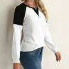 Cheapest 🥰 Romantichut White & Black Color-Block Long-Sleeve Top - 👩 Women 👏 -Romantichut Sales zu98896482 main tm1630766523