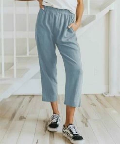 Hot Sale ⌛ Romantichut Blue Pocket Capri Lounge Pants - 👩 Women 💯