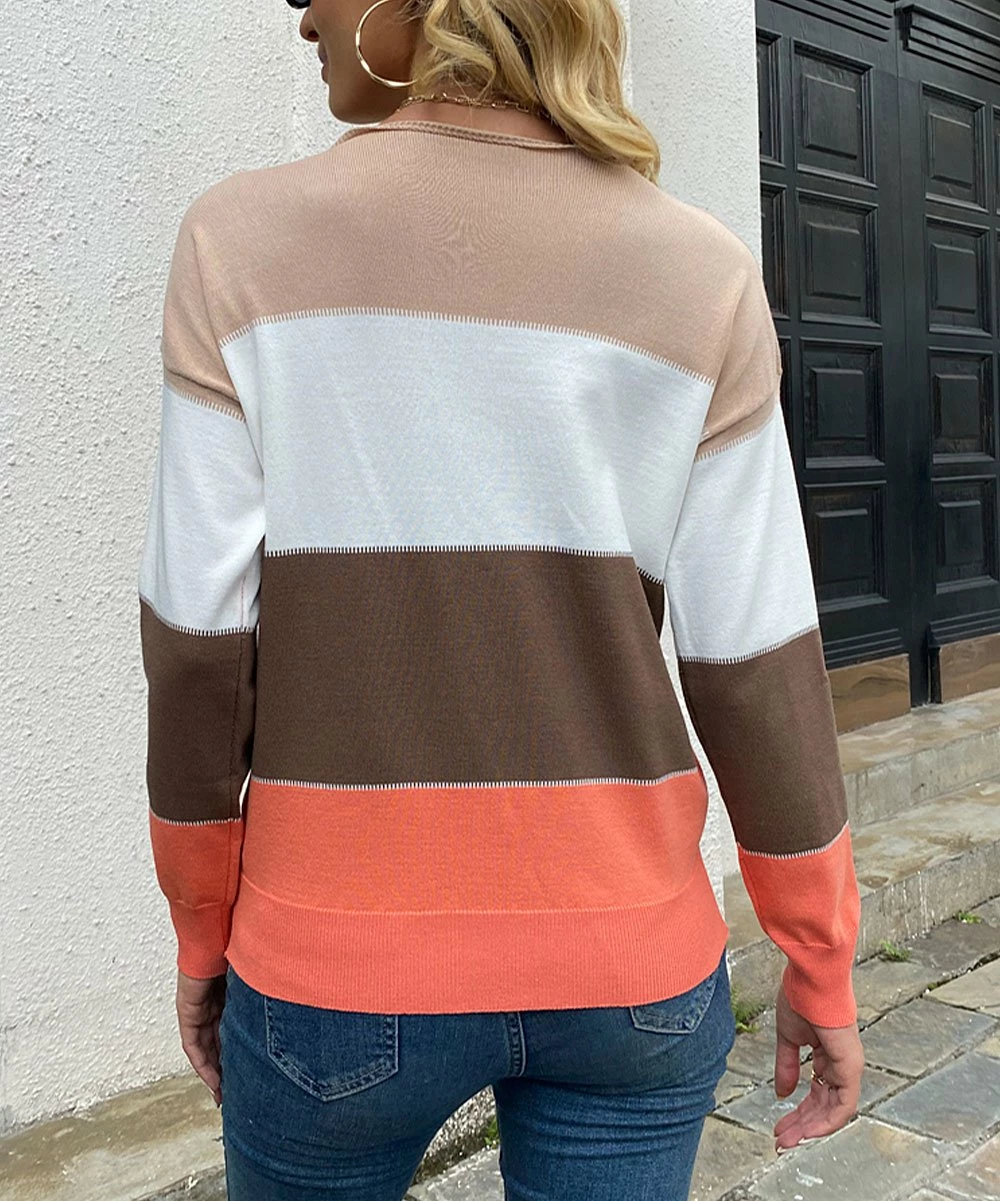 Best Pirce 👍 Romantichut White & Beige Stripe Boatneck Top - 👩 Women 🔔 5 Best Pirce 👍 Romantichut White & Beige Stripe Boatneck Top - 👩 Women 🔔 - Image 3