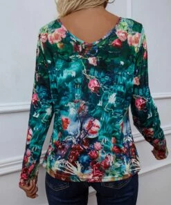 Best reviews of 💯 Romantichut Teal & Pink Floral V-Neck Long-Sleeve Top - 👩 Women ⭐ -Romantichut Sales zu99645856 alt 4 tm1631798738