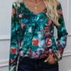 Best reviews of 💯 Romantichut Teal & Pink Floral V-Neck Long-Sleeve Top - 👩 Women ⭐ -Romantichut Sales zu99645856 main tm1631798738