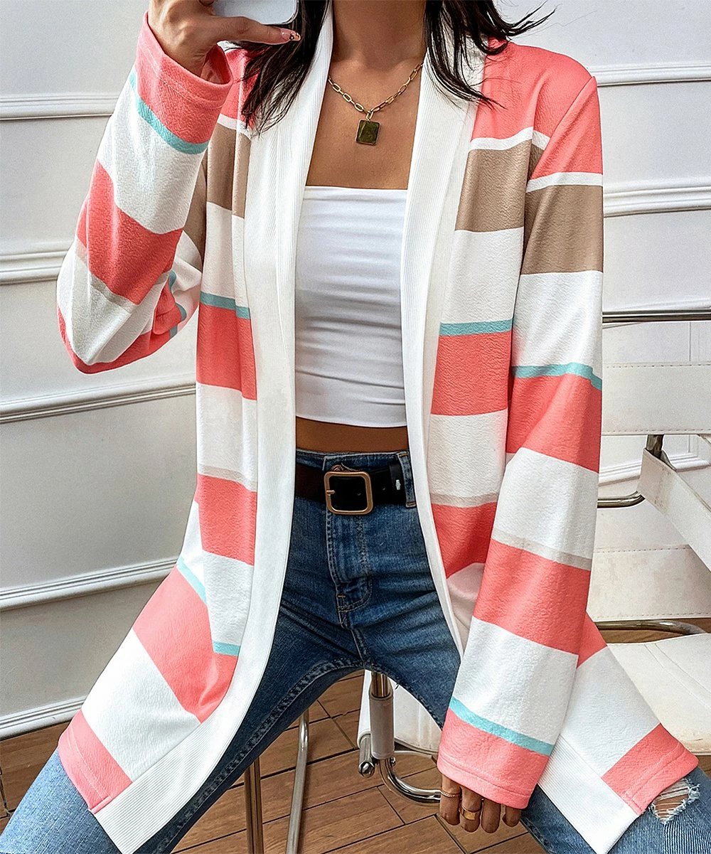 Wholesale โญ Romantichut Pink & White Stripe Open Cardigan - ๐ฉ Women ๐ 5 Wholesale โญ Romantichut Pink & White Stripe Open Cardigan - ๐ฉ Women ๐ - Image 3