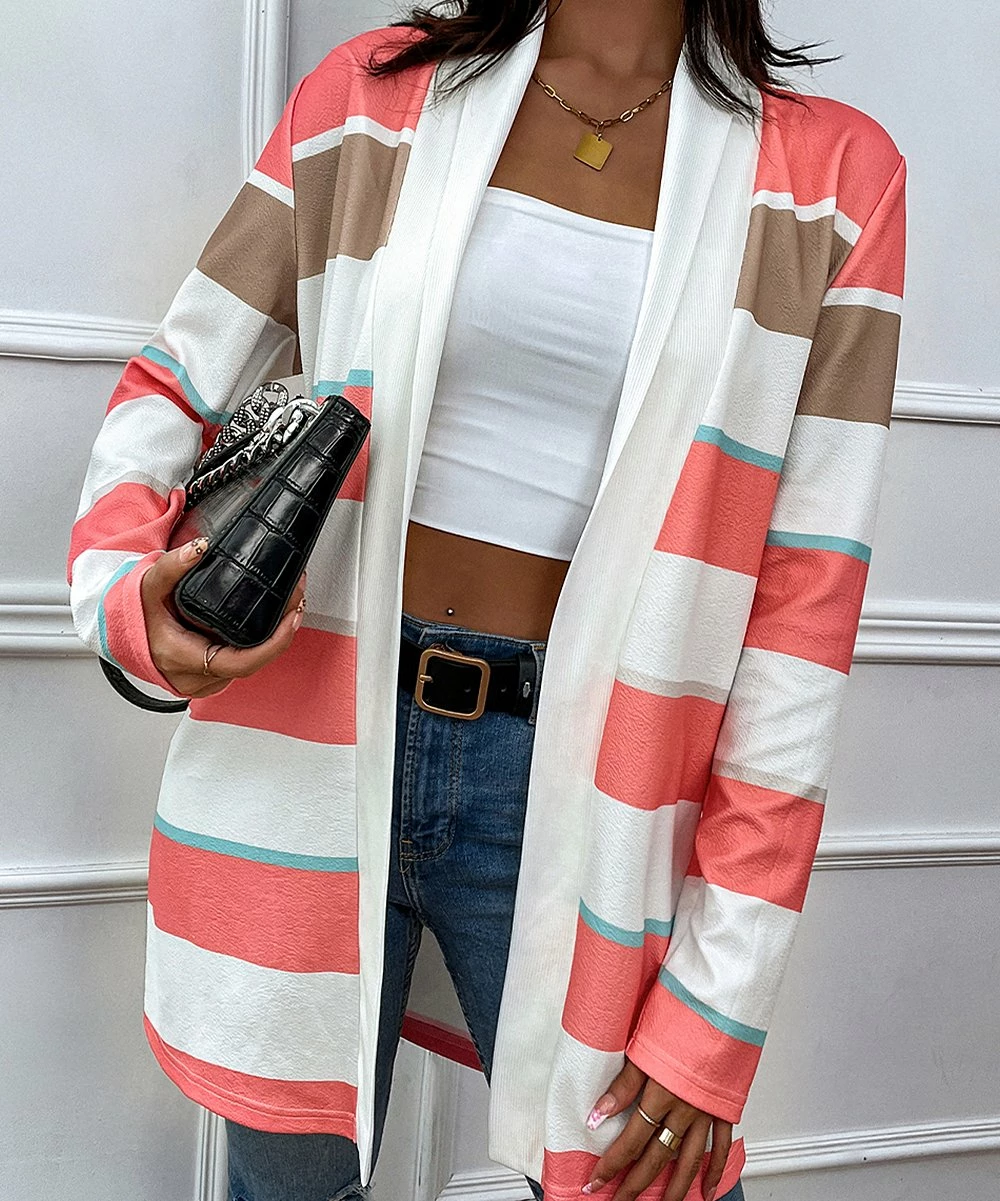 Wholesale โญ Romantichut Pink & White Stripe Open Cardigan - ๐ฉ Women ๐ 3 Wholesale โญ Romantichut Pink & White Stripe Open Cardigan - ๐ฉ Women ๐