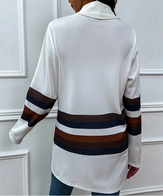 Top 10 โจ Romantichut White & Red Stripe Shawl-Collar Open Cardigan - ๐ฉ Women ๐ฏ 4 Top 10 โจ Romantichut White & Red Stripe Shawl-Collar Open Cardigan - ๐ฉ Women ๐ฏ - Image 2