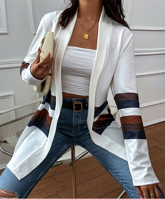 Top 10 โจ Romantichut White & Red Stripe Shawl-Collar Open Cardigan - ๐ฉ Women ๐ฏ 5 Top 10 โจ Romantichut White & Red Stripe Shawl-Collar Open Cardigan - ๐ฉ Women ๐ฏ - Image 3