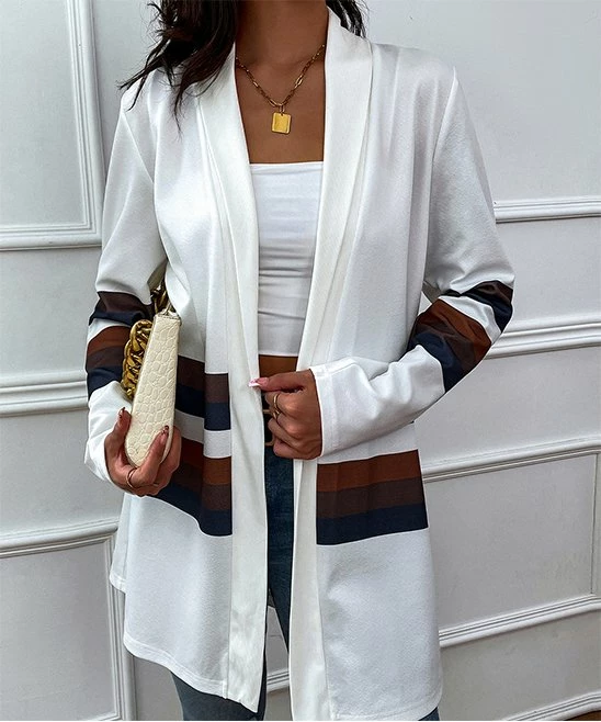 Top 10 โจ Romantichut White & Red Stripe Shawl-Collar Open Cardigan - ๐ฉ Women ๐ฏ 6 Top 10 โจ Romantichut White & Red Stripe Shawl-Collar Open Cardigan - ๐ฉ Women ๐ฏ - Image 4